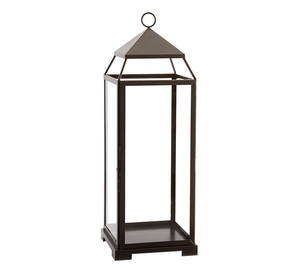 Malta Glass & Metal Indoor/Outdoor Lantern Bronze Finish Pottery